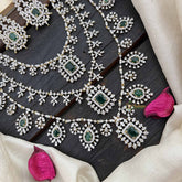 Vriksham Royal Radiances 3 Layered American Diamond Bridal Haram-Green-G20196